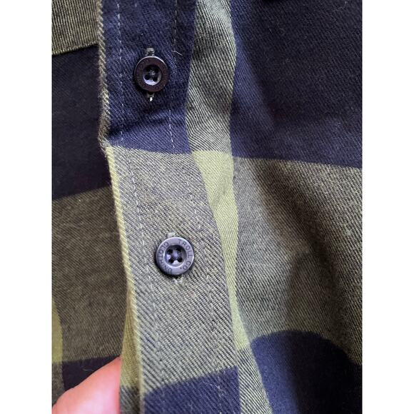 Troll Co Ada Flannel Lightweight Green Black Plaid Button Down Shirt Size Small - Picture 7 of 10